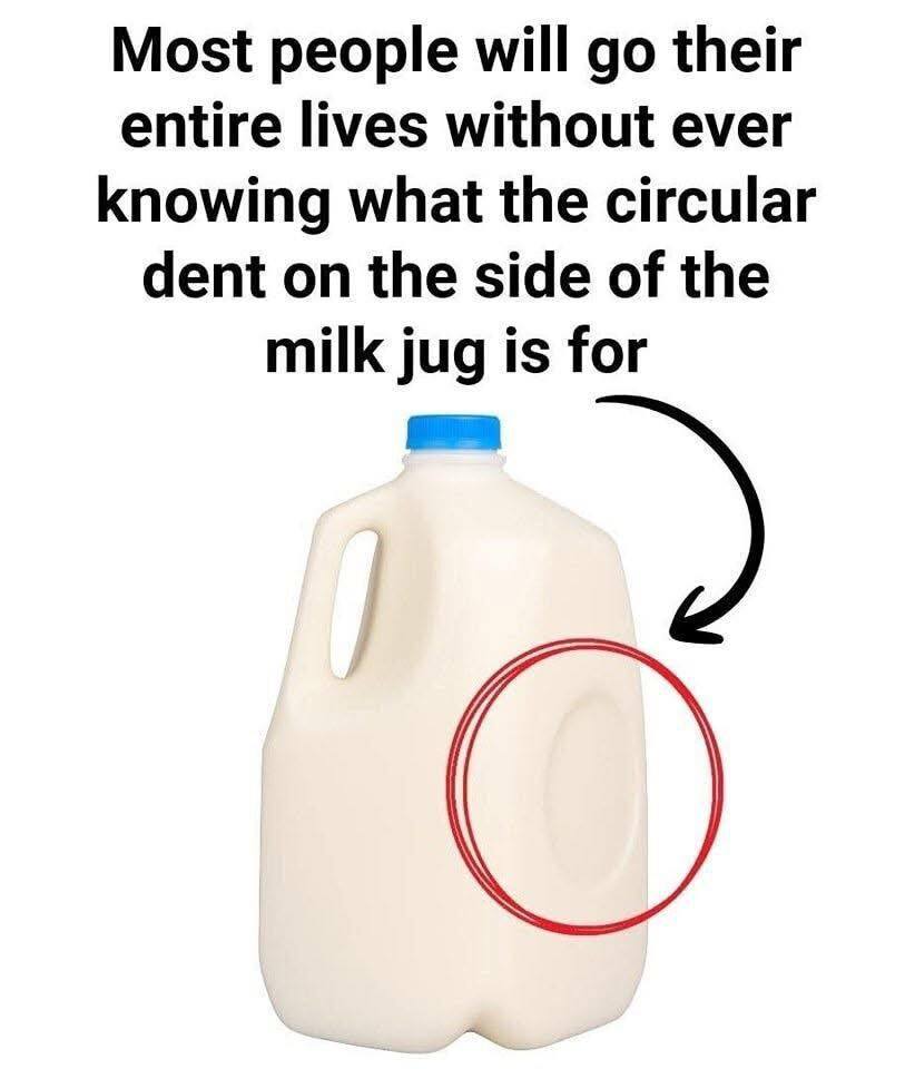 Purpose of the Circular Dent on Milk Jugs!