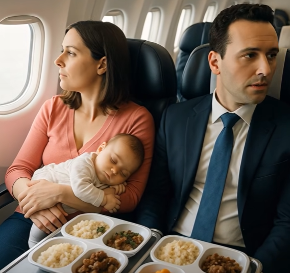 I flew with my two-month-old son, who cried constantly during the flight! my neighbor did not like it, and then he suddenly did this