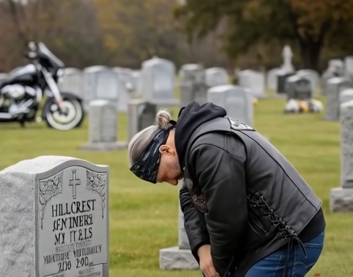 A biker in black visited my late wifes grave every week without fail, When I asked why, his confession about her past shattered the life I thought we had